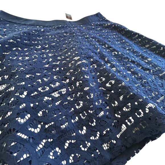 Romantic Classic Lace Overlay Skirt The Limited Navy Blue A-Line Size 12 - Picture 2 of 6